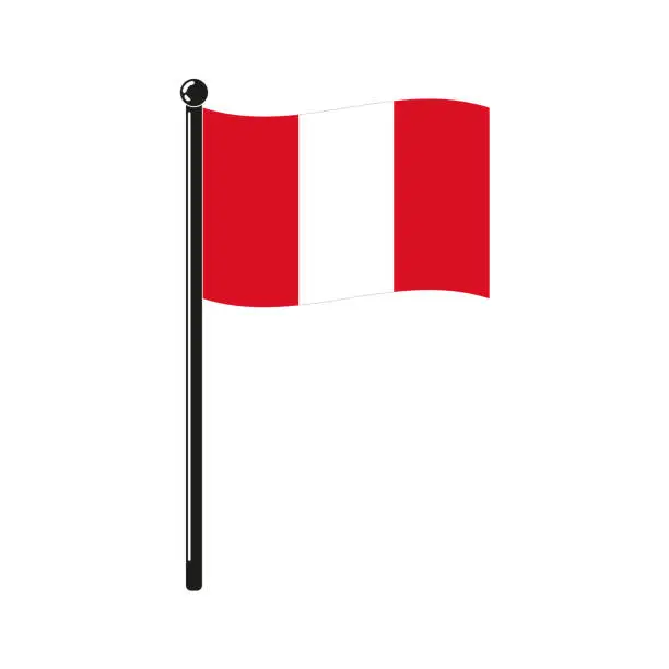 Vector illustration of national flag of Republic of Peru on the stick