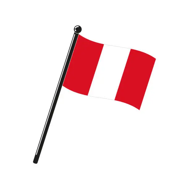 Vector illustration of national flag of Republic of Peru on the stick