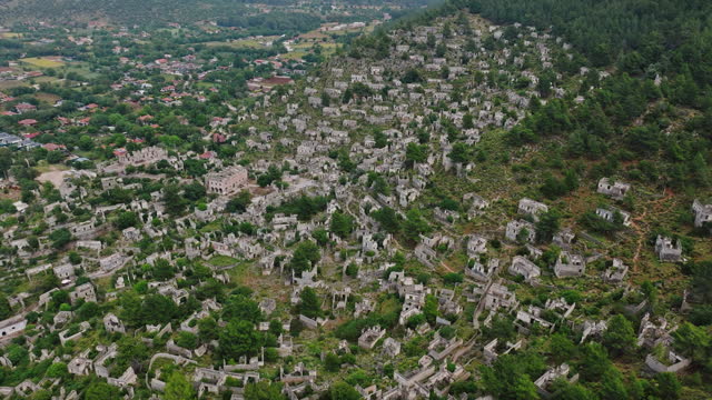 Aerial view of the abandoned Kayaköy in Fethiye, Mugla
