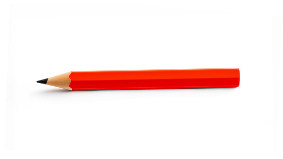 A top view of a broken pencil on a white background