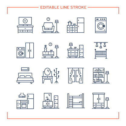 Editable Line Icons for Household.