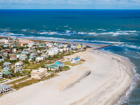 Aerial photo Vilano Beach St Augustine FL 4x4 beach 2024