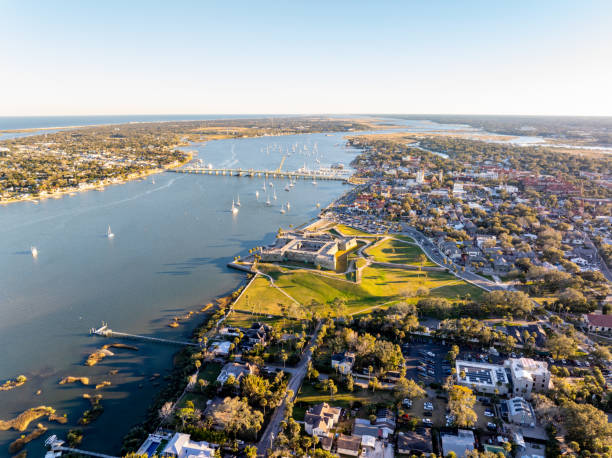 istock Castillo de San Marcos aerial stock image at sunset 1959843900