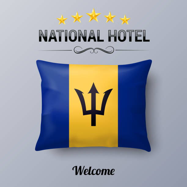 ilustraciones, imágenes clip art, dibujos animados e iconos de stock de national hotel - trident barbados flag pride
