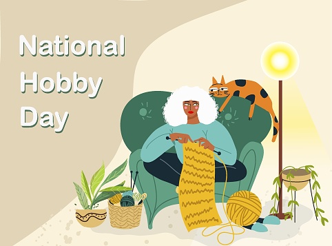 National Hobby Day. Vector illustration. Knitting