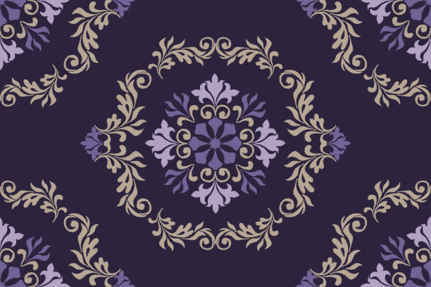 thai woven fabric patterns designed embroidery ikat style. vector illustrations. - loom ancient art backgrounds stock-grafiken, -clipart, -cartoons und -symbole