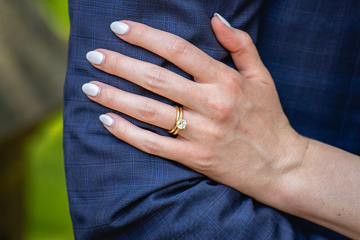 Wedding ring on bride's hand