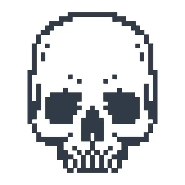 Vector illustration of Pixel skull vintage element monochrome