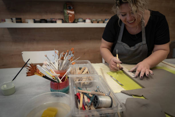 istock Ceramist artist female work in studio 1959958486