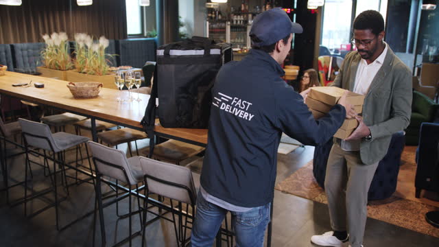 Food delivery service in modern corporate office
