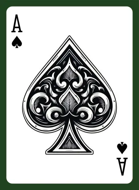 Vector illustration of Classic Playing Cards, Ace of Spades 1
