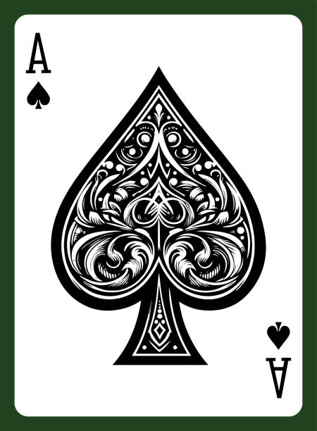 ilustrações, clipart, desenhos animados e ícones de cartas de baralho clássicas, ás de espadas 3 - ace of spades