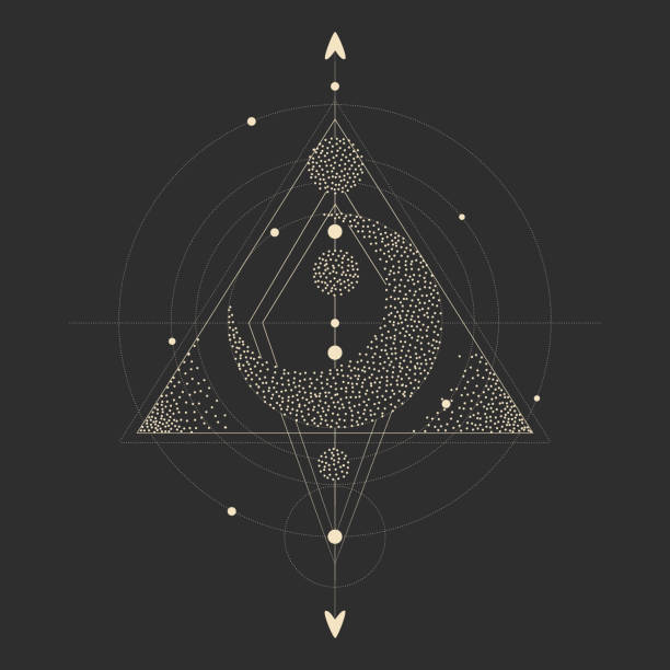 istock Vector illustration set of moon phases. Different stages of moonlight activity in vintage engraving style. Zodiac Signs 1959991831