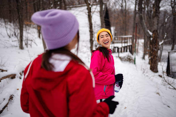 Snowy day and jogging in the park