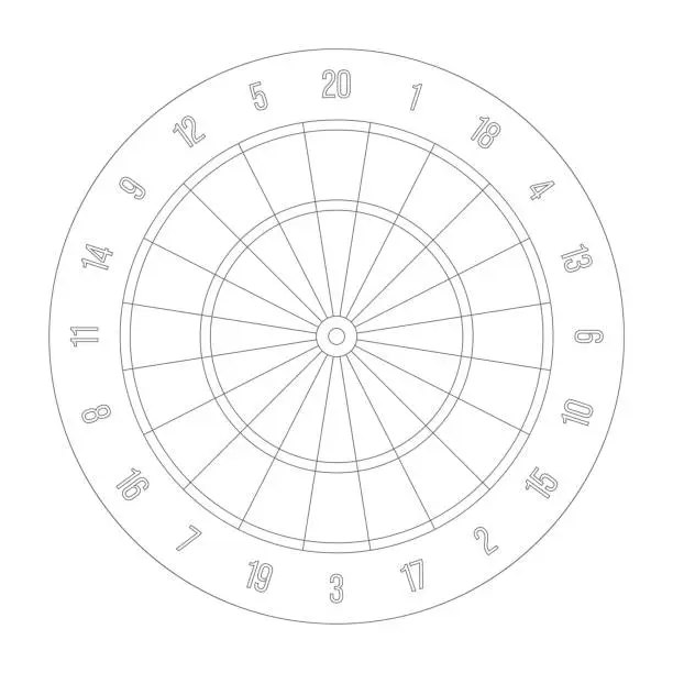 Vector illustration of Official dartboard for dart-throwing competitive sport