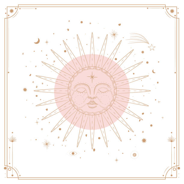 istock Vector illustration set of moon phases. Different stages of moonlight activity in vintage engraving style. Zodiac Signs 1960013847