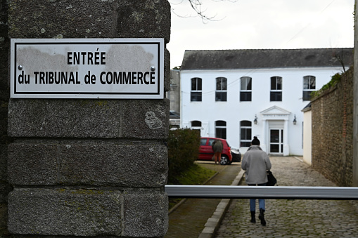 Vannes, France, january 18, 2024 : Entrance to the commercial court of Vannes in Brittany