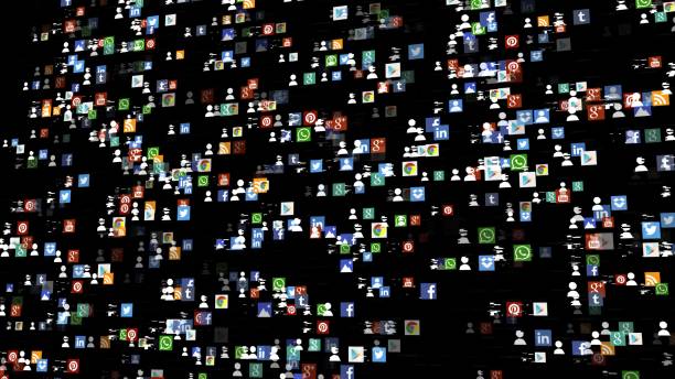 social media icons floating in chart