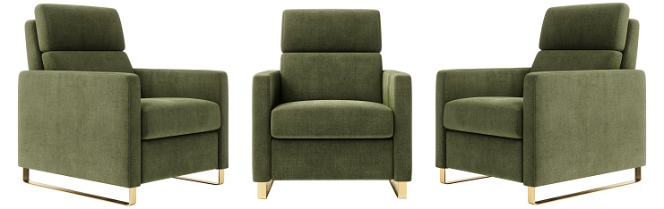 Modern green armchair set isolated on white background. Furniture Store collection.Design element.