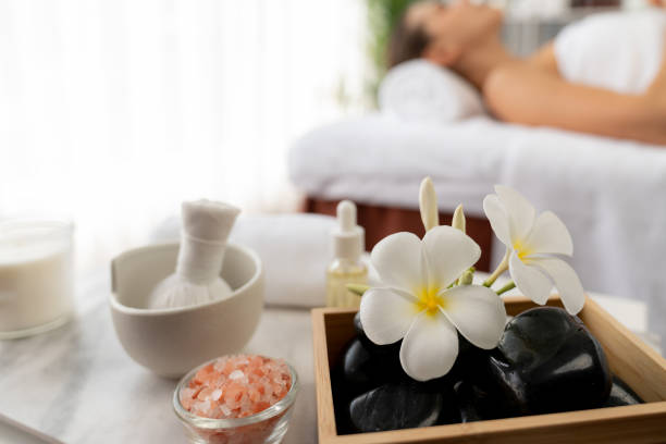 istock Aromatherapy massage ambiance or spa salon composition setup. Quiescent 1960088628