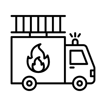 Firetruck icon vector image. Can be used for City Elements.