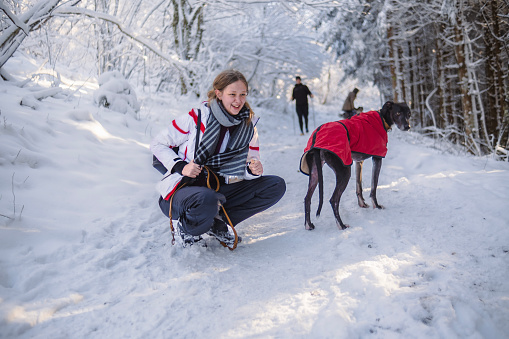 Women enjoying this year's snow