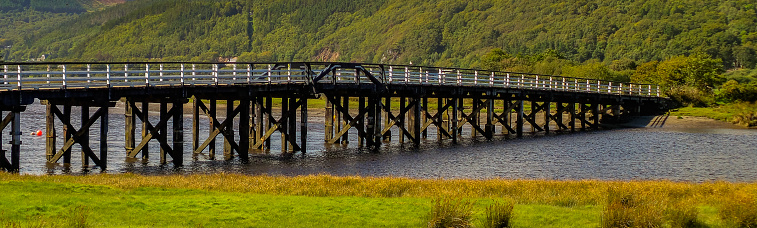bridge over mawdach estuary gwynedd Wales uk