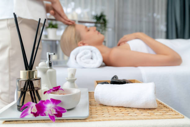 istock Aromatherapy massage ambiance or spa salon composition setup. Quiescent 1960163784