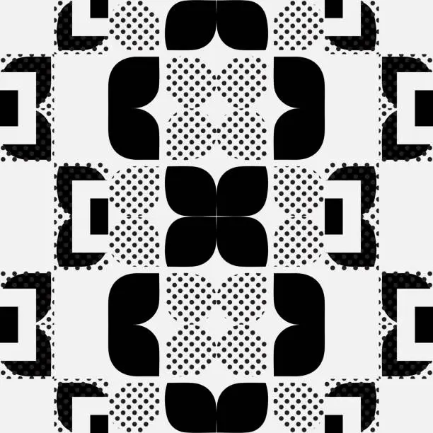 Vector illustration of Abstract black and white seamless pattern