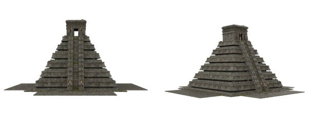 istock Isolated 3D illustration of an Aztec pyramid from the ancient Mexican civilization seen from two angles. 1960187787