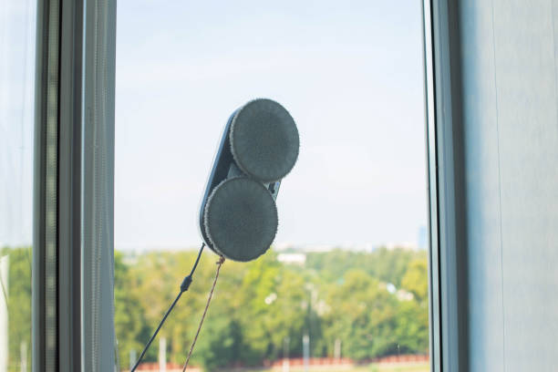 istock A modern device, a robot window cleaner for cleaning glass from dirt and streaks. 1960206855