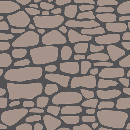 Rubble masonry seamless pattern - natural wild stone wall. Vector background