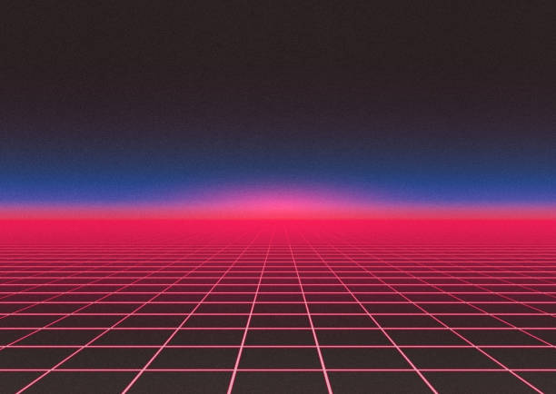 istock Background of red neon grid 1960234384