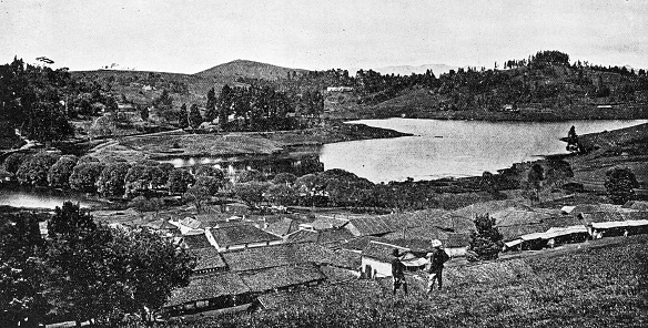 People and landmarks of India in 1895: Lake, Jail Hill, Ootacamund