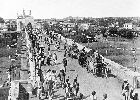 People and landmarks of India in 1895: Afzal bridge, Hyderabad