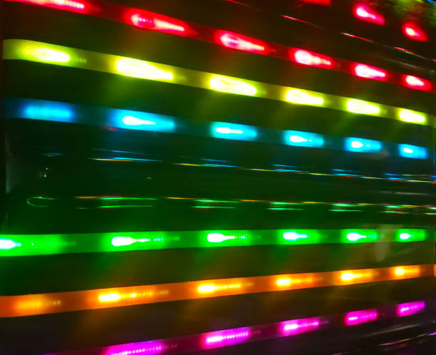 Lighted slide shot at a children's play area in Marietta, GA. Marquee or Carnival Lights Background.