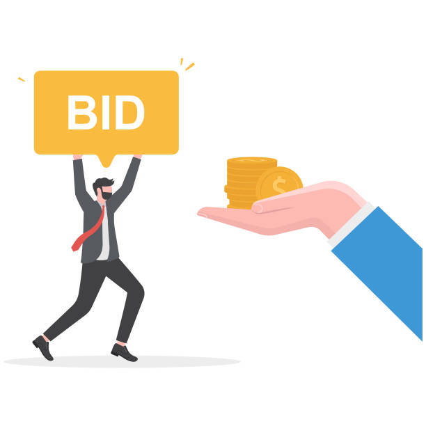 istock The concept of Public Auction Bidders Vector, Buyers and Auctioneers Illustration 1960282633