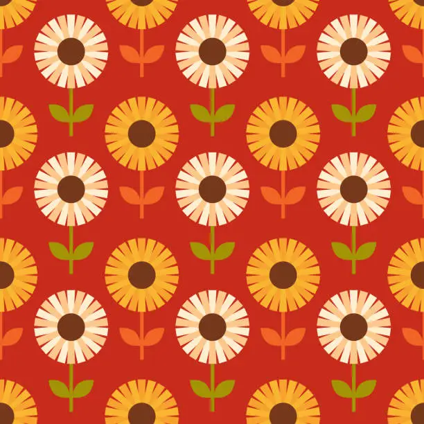 Vector illustration of 1970s Style Seamless Background Pattern