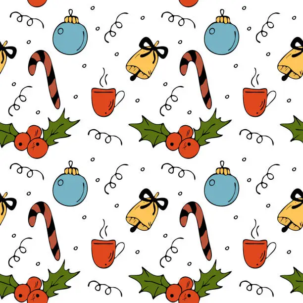 Vector illustration of Christmas hand drawn pattern