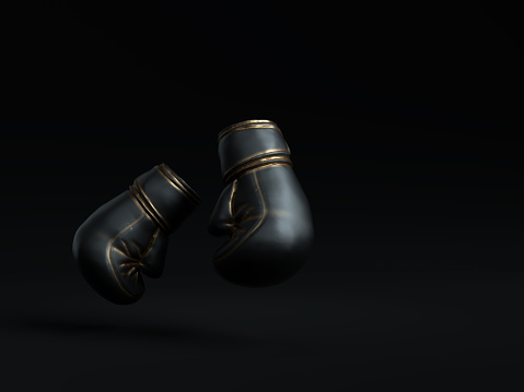 Monochromatic black boxing gloves minimalist mock up idea.