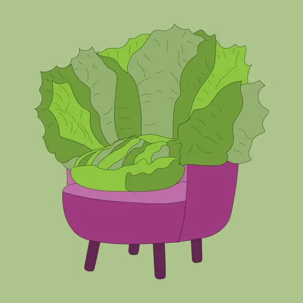 Vector illustration of Designer armchair interior furniture lettuce leaf