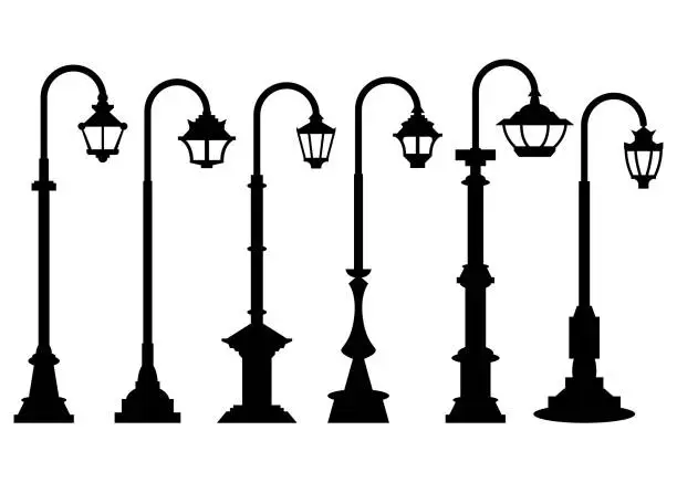 Vector illustration of Street lantern set