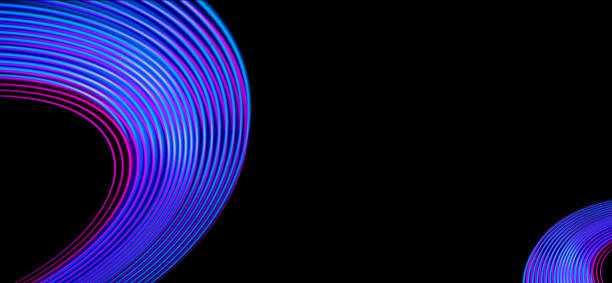 istock Abstract banner design. Technology neon lines on black background. 1960372869