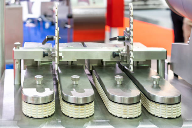 belt feeder system component of automatic and high speed sausage cutting machine or other application of food manufacturing process in industrial