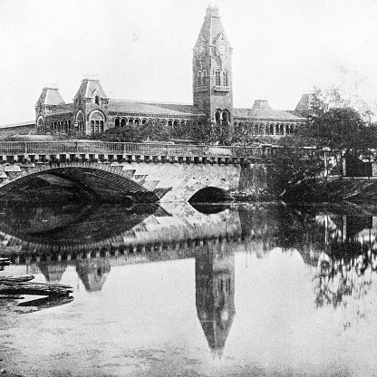 People and landmarks of India in 1895: Railway Station, Madras