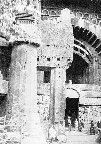 People and landmarks of India in 1895: Entrance, Karli Caves