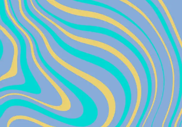Vector illustration of Seamless Fluid Swirl Print. Abstract Background. Blue Yellow Orange.