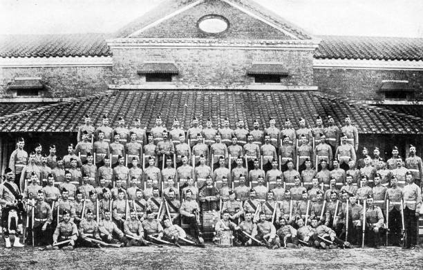istock People and landmarks of India in 1895: British Troops 1960471895