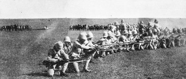 istock People and landmarks of India in 1895: Second Suffolks in action 1960477050
