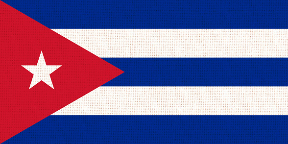 Flag of Republic of Cuba. Cuba flag on fabric surface. Fabric Texture. Republic of Cuba. Island country. 3d illustration